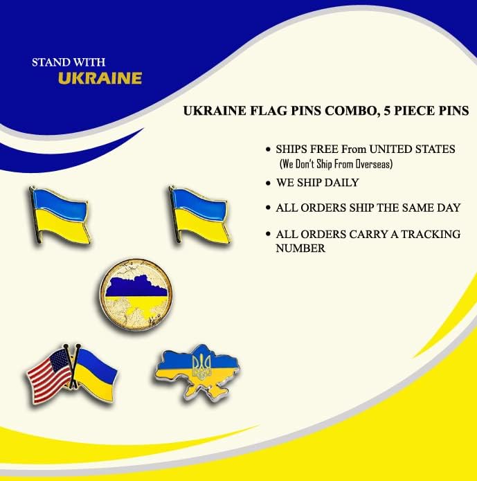Ukrajina PIN, Ukrajina zastavu pin kolekcija, SAD ukrajinski prijateljstvo Zastava, karta Ukrajine, 5 x