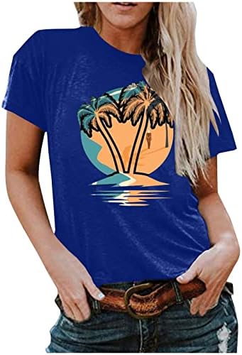 Kokosovi plažni vrhovi za žene opuštena bluza Crewneck casual majica kratkih rukava Summer Havajska majica