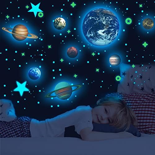 Glow in the Dark Stars for Planets Solar System zidne naljepnice stropne naljepnice za djecu Božićni rođendanski poklon za djevojčice i dječake