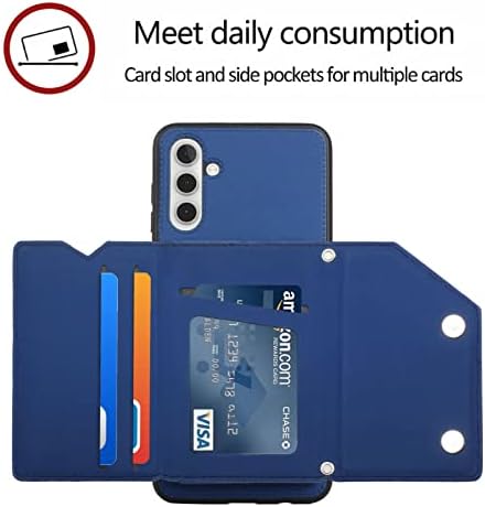 DAMONDY za Galaxy A13 5G novčanik slučaj, Galaxy A13 5G Flip slučaj sa držačem kreditne kartice Lanyard remen za žene & amp; muškarci, PU kožna torbica kućišta sa magnetnim zatvaranje za Samsung A13 5G-plava