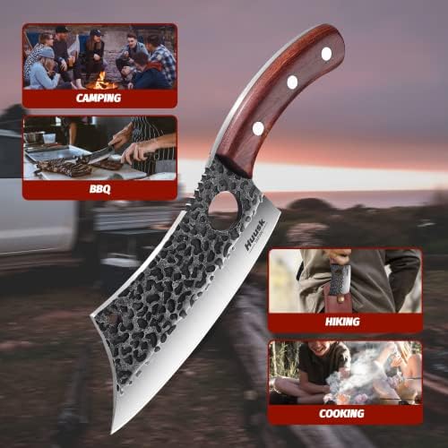Huusk Japan nož, viking nož sa prelistanim nožem za rezanje mesa kovanog Chef Mesar nož za kovanje nožem