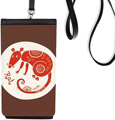 Godina od pacovske životinje u Kini Zodijak crveni telefon novčanik torbica viseće mobilne torbice crni