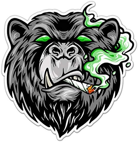 Stoner medvjeda pušenje korova marihuana lon - 3 vinilna naljepnica - za automobil za laptop vode za vodu - vodootporan naljepnica