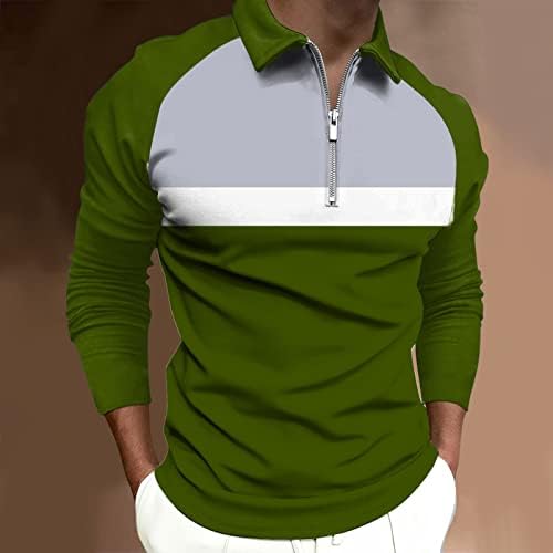 Beuu 2022 Nove polo majice za muške, zip up vrat dugih rukava blok blok patchwork golf vrhovi ležerne majice