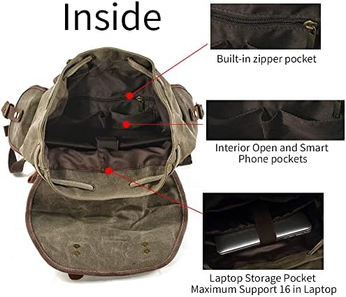 Jahomieo Vintage platneni kožni ruksak za muškarce ležerni ruksak za planinarenje 15,6 ruksaci za Laptop