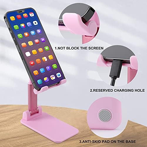 Pug krofne Stalak za mobitel za stol sklopivi držač telefona visina ugla podesivi čvrst postolje ružičasti