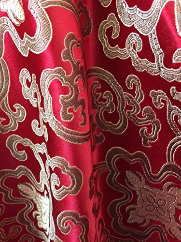 Adelaide crvena zlatna kineska Brokatna satenska tkanina pored dvorišta - 10058