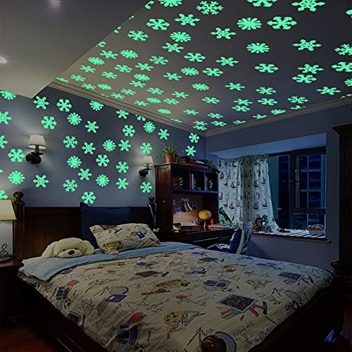XIOS 2022 Svjetleća zidna naljepnica sa pahuljicama dječija soba vrtić spavaća soba dnevna soba spavaonica fluorescentna Božićna naljepnica s pahuljicama plutajući sto