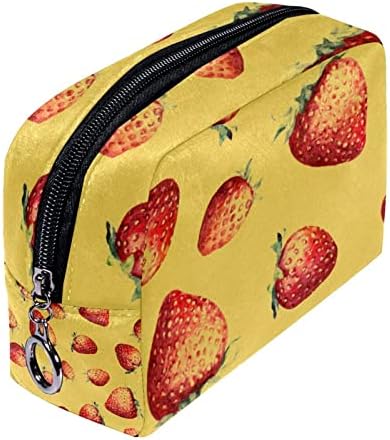 Toaletna torba, kozmetička torba za šminku za žene muškarce, jagoda voće žuta crvena