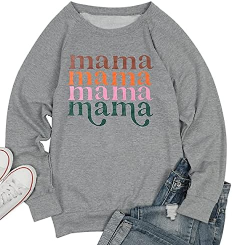 Mousya ženska mama dukserica šareno slovo pisma majica mama jesen pulover casual crewneck majica s dugim rukavima