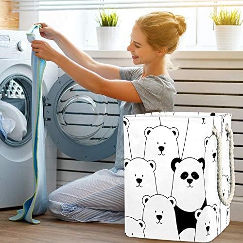 Inhomer bijeli polarni medvjedi i Panda 300d Oxford PVC vodootporna odjeća korpa velika korpa za veš za