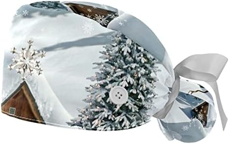 Zimski snjegović božićna radna kapa s gumbima dugačka kosa elastična vrpca kravata za žene za žene