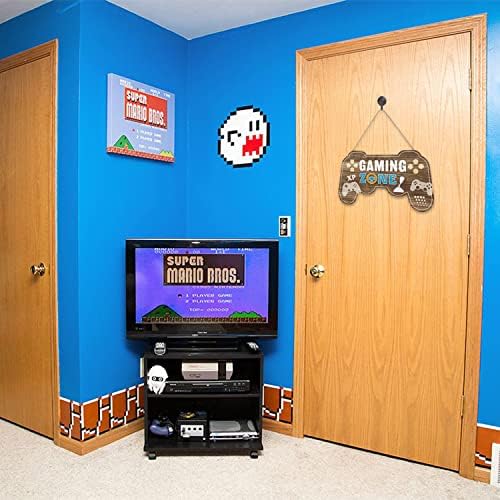Chditb Gaming Zone Drvena ploča, personalizirani zidni umjetnički znak sa playstation, vintage gamepad oblikovani drveni viseći znak za arkadne sobe Game Soba za dječaka