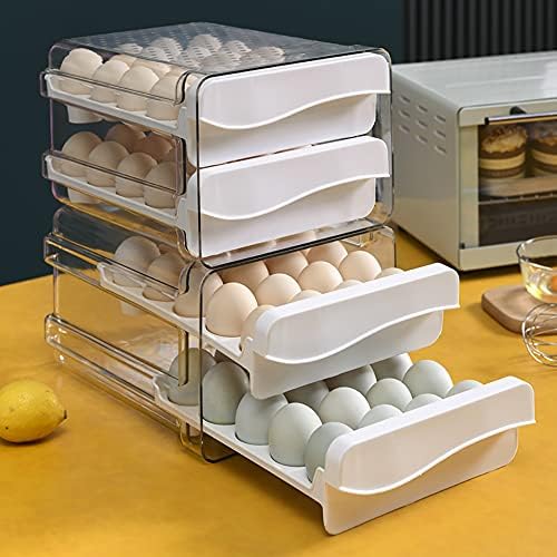 KELEJU kutija za odlaganje jaja 40 Grid ,dvostruka fioka velikog kapaciteta,ladica za police za jaja za sveže čuvanje u domaćinstvu,kutija za odlaganje kuhinjskog pulta i frižidera,providna i vidljiva
