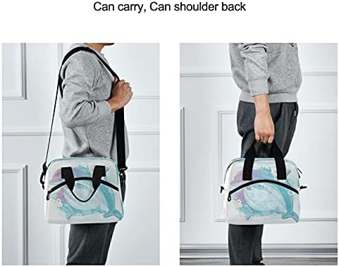 KEEPREAL slatka Dolphin Print izolovana torba za ručak sa naramenicom & amp; ručka za nošenje ,Školska kutija