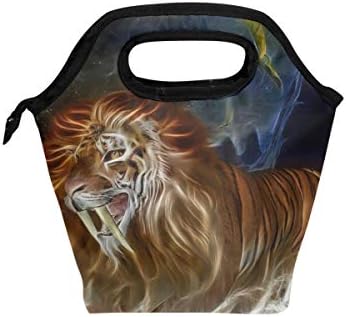 Heoeh Lion Tusk Art Painting Lunch Bag Cooler Tote Bag izolovani Zipper Lunch Boxes torba za vanjsku školsku