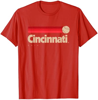 Red Cincinnati Baseball Softball City Ohio Retro Cincinnati T-Shirt
