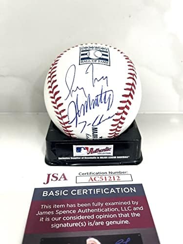 Greg Maddux John Smoltz Tom Glavine potpisan HOF Trostruki bejzbol hrabri jsa # 1 - autogramirani bejzbol