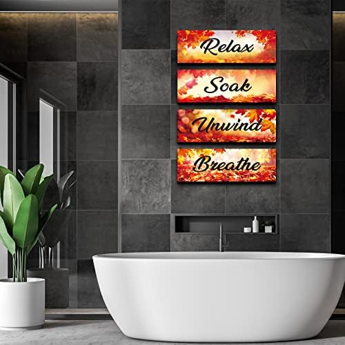 Krtne 4 komada jesen kupaonica zidni dekor Wood Relax Soak odmotaj udisati zidni umjetnost kupaonica na