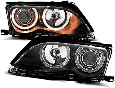 Prednja svjetla kompatibilna sa BMW serije 3 E46 2001 2002 2003 2004 2005 Sedan Touring GV-1204 prednja svjetla auto lampe farovi sa strane vozača i suvozača kompletan Set farova Angel Eyes Black