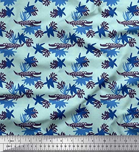 Soimoi viskoza šifon tkanina lišće & amp; Crocodile Kids Print Fabric by Yard 42 Inch Wide