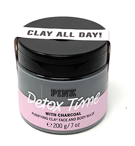 Victoria's Secret Pink Detox Time pročišćavajuća glinena maska za lice i tijelo sa drvenim ugljem, 7 oz / 200g