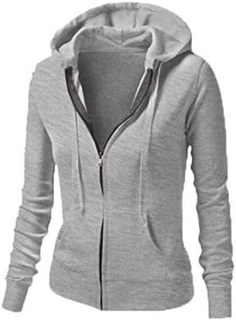 Modni ženski puni sa hoodie - slim Fit tanka lagana jakna dugih rukava s dugim rukavima aktivna joga trčanje