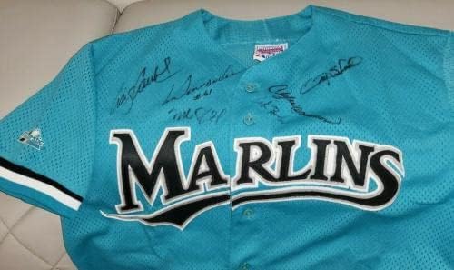Vintage Majestic Diamond Collection 1997 Florida Marlins tim potpisao je auto dres - autogramirani MLB dresovi