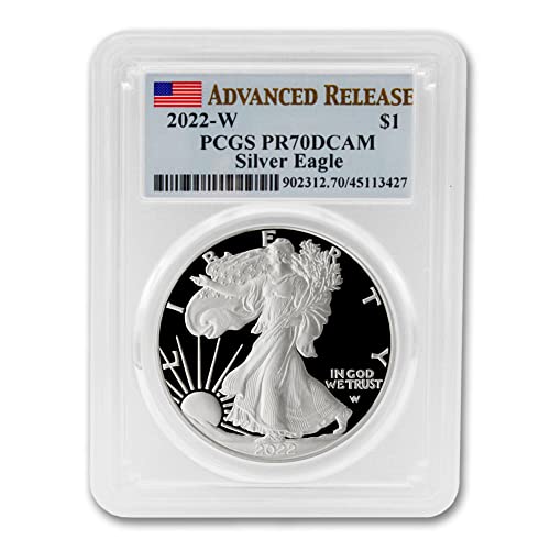 2022 W 1 oz OSONA Američki srebrni Eagle Coin PR-70 duboki CAMEO s originalnim certifikatom o autentičnosti