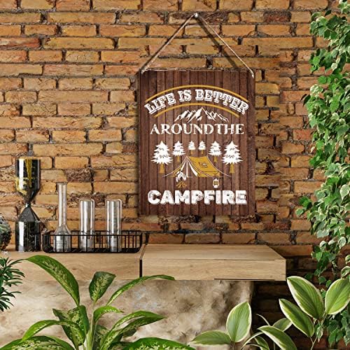 Kamp dodaci Život je bolji oko logorske vatre Drveni viseći znak Kamp Dekor za kamper za kafiće Bars Pubs