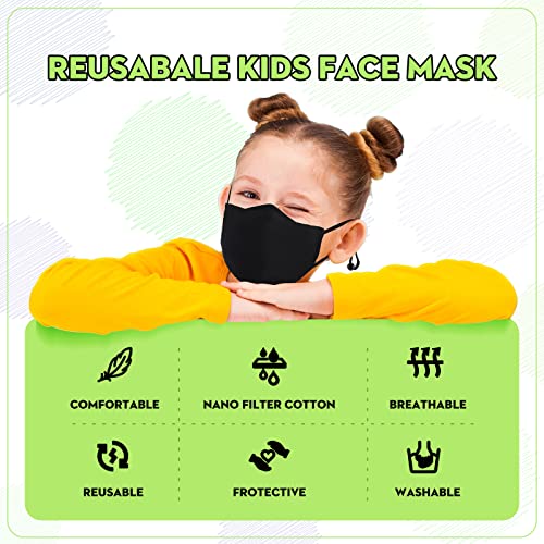 Wudida dječje platnene maske za lice, 3-slojni čisti pamuk koji se može disati za višekratnu upotrebu može se prati sa džepom filtera i podesivim naramenicama za uši za dječake djevojčice djeca 3kom