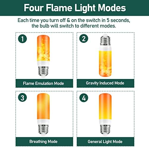 Sanewix LED plamena sijalica sa efektom senzora gravitacije 4 načina vatrene žarulje E26 Srednja baza 3W za uređenje doma Vanjska unutrašnja 2 pakovanja