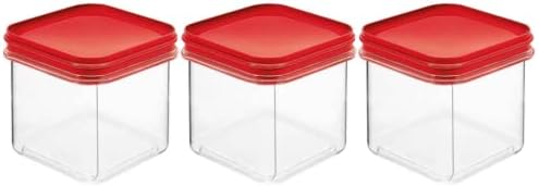COSMOPLAST sve namjene kvadratni kontejner, hermetički zatvoreni kontejneri za skladištenje hrane, kontejneri za skladištenje hrane bez BPA sa poklopcima-Set od 3, mali, zeleni