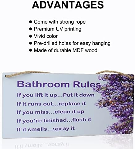 Smiješna kupaonica znakovi pravila kupaonice potpisuju lavanda drvena znakova rustikalna seoska kuća u kupaonici zidni dekor drveni znak 6x12 in