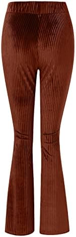 Miashui Ženska odjeća ženski baršun elastični struk Flare Leg Palazzo duge pantalone pantalone labave Casual