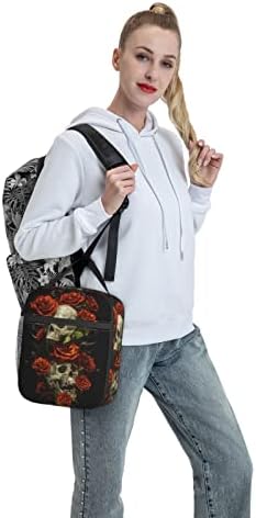 Bqiuulo Skull Rose torba za ručak za muškarce i žene tote izolovane hladnjače kutija za višekratnu upotrebu