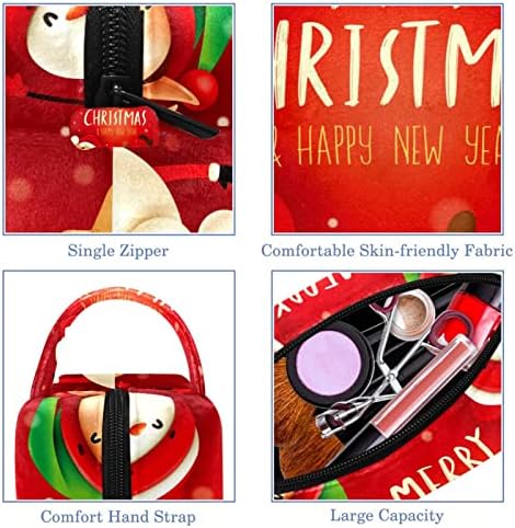 Mala šminkarska torba, patentno torbica Travela kozmetički organizator za žene i djevojke, sretan božićni crveni crtani film
