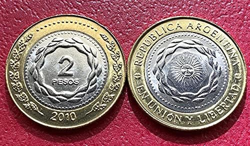 Sun Face Argentina 2 Pico Double Metal Coin Two-Coon Coin Feo-Coin Godina odgoj kolekcije Randumcoin Kolekcija kovanica