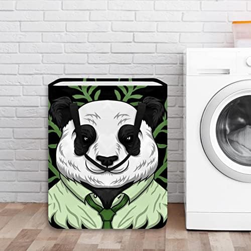 Slatka smiješna Panda koja nosi radnu odjeću Print sklopiva korpa za veš, 60L vodootporne korpe za veš kante za veš igračke skladište za spavaonicu u kupatilu