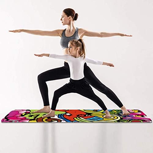 Siebzeh Abstract Doodle Painting Premium Thick Yoga Mat Eco Friendly Rubber Health & amp; fitnes non Slip Mat za sve vrste vježbe joge i pilatesa