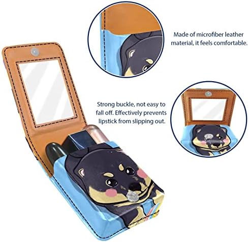 ORYUEKAN Mini torba za šminkanje sa ogledalom, torbica za kvačilo od umjetne ruževe, crtana životinja Shiba