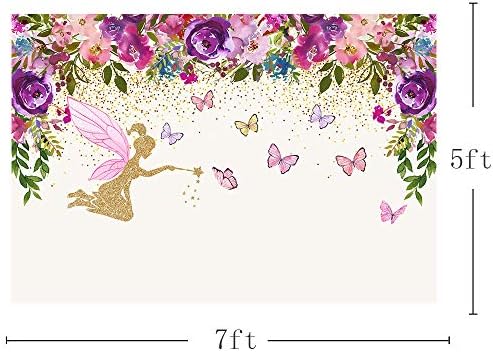 MEHOFOTO Fairy princeza Rođendanska zabava Photo Studio štand pozadine Pink ljubičasto cvijeće Fairy Baby tuš leptir djevojka fotografija pozadina Banner 7x5ft