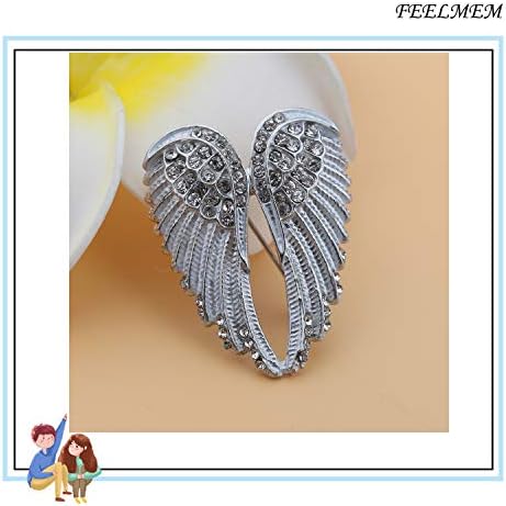 FEELMEM Angel Wings Biker broš kristalni vještački dijamant Anđeo Čuvar krilo broš igle za žene djevojke