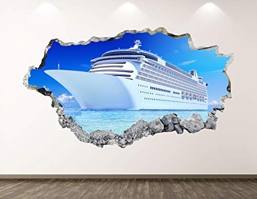 West Mountain Cruise Brod zidne dekol Umjetničko dekor 3D razbijena naljepnica za djecu Ocean Mural Dječja soba Custom Poklon BL110