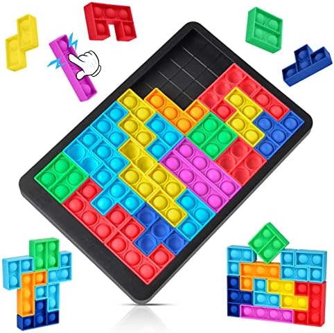 AiNiv pop puzzle popper fidget igra, push pop puzzle mozak igračka igračka, silikonska zgrada zgrada blokova puzzle igre, zagonetka za obrazovanje i inteligencijske igračke za olakšanje za anksioznost i stres