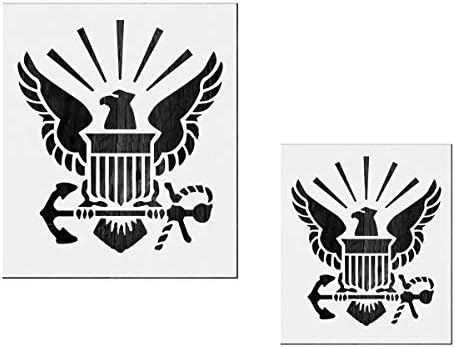 OBUY veliki šablon američkog vojnog logotipa (Set od 2) za farbanje na drvetu, tkanini, zidovima, Airbrush + više | Mylar šablon za višekratnu upotrebu