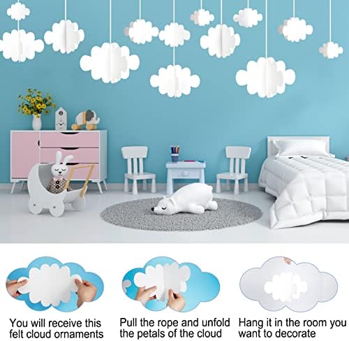 Ayfjovs 10 kom 3D Cloud Decorations za oblake stropa oblačno ukrasi za zabavu Oblamente Viseće plafon Dekor za umjetnost Scena za vjenčanje Dječje dječje sobe Baby Baptizam Party