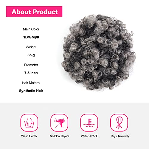 Yinmei Baibian Ombre Grey Loose Wave Afro Puff Drawstring rep Hair Extension za crne žene Kinky Curly Hair
