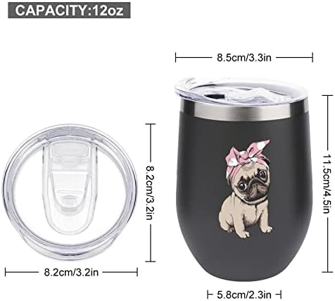 Slatka pug psa Šolica za kafu od nehrđajućeg čelika šalica za piće sa poklopcima za rođendanski dizajn poklona 12 oz