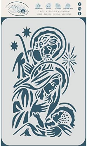 Sveta porodična šablona, 3 x 5 inča-rođenje Isusa Marije Josipa Katoličke hrišćanske religiozne šablone